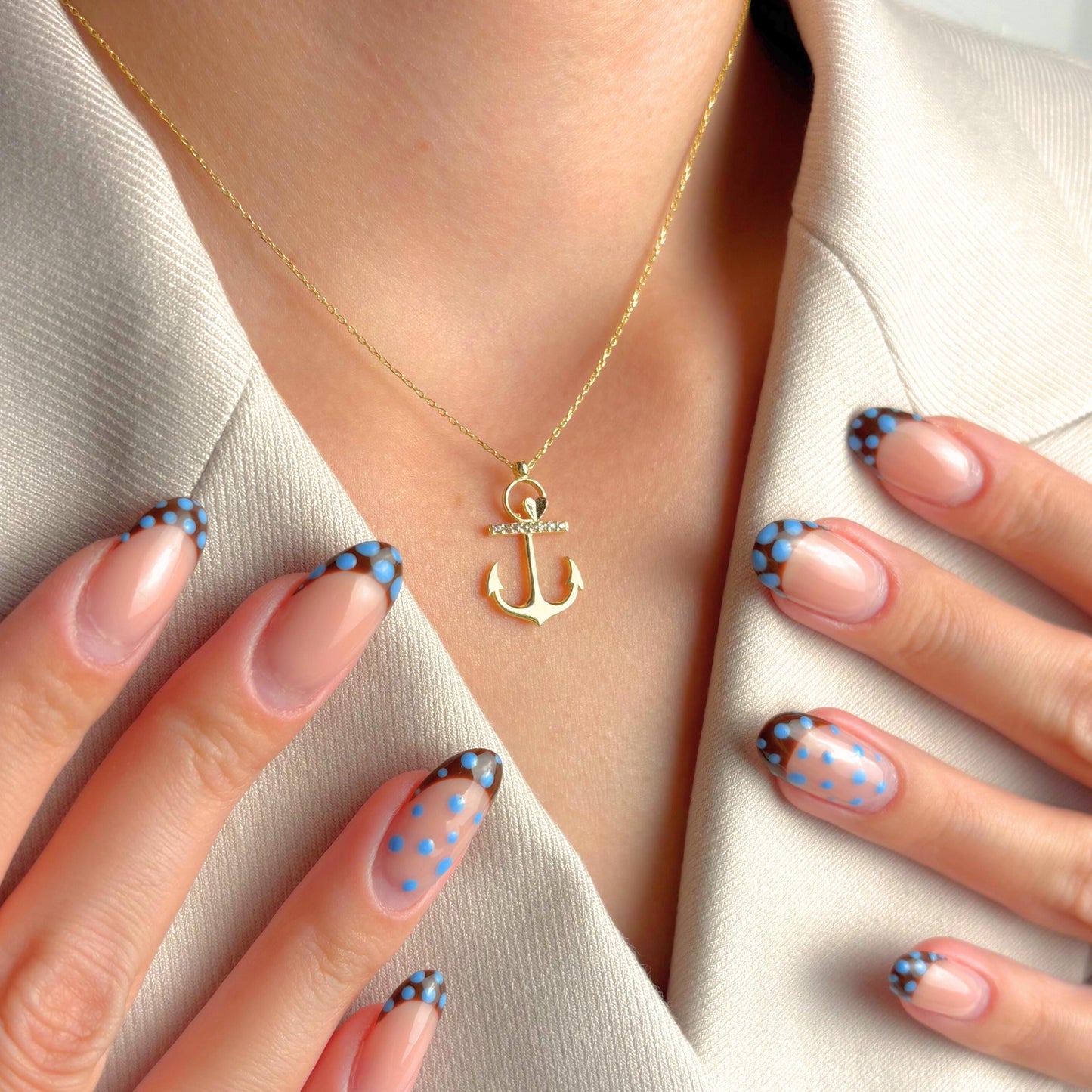 Gold Anchor Necklace Crystal Bar, Nautical Pendant for Women, Sailor Jewelry, Ocean Lover Gift