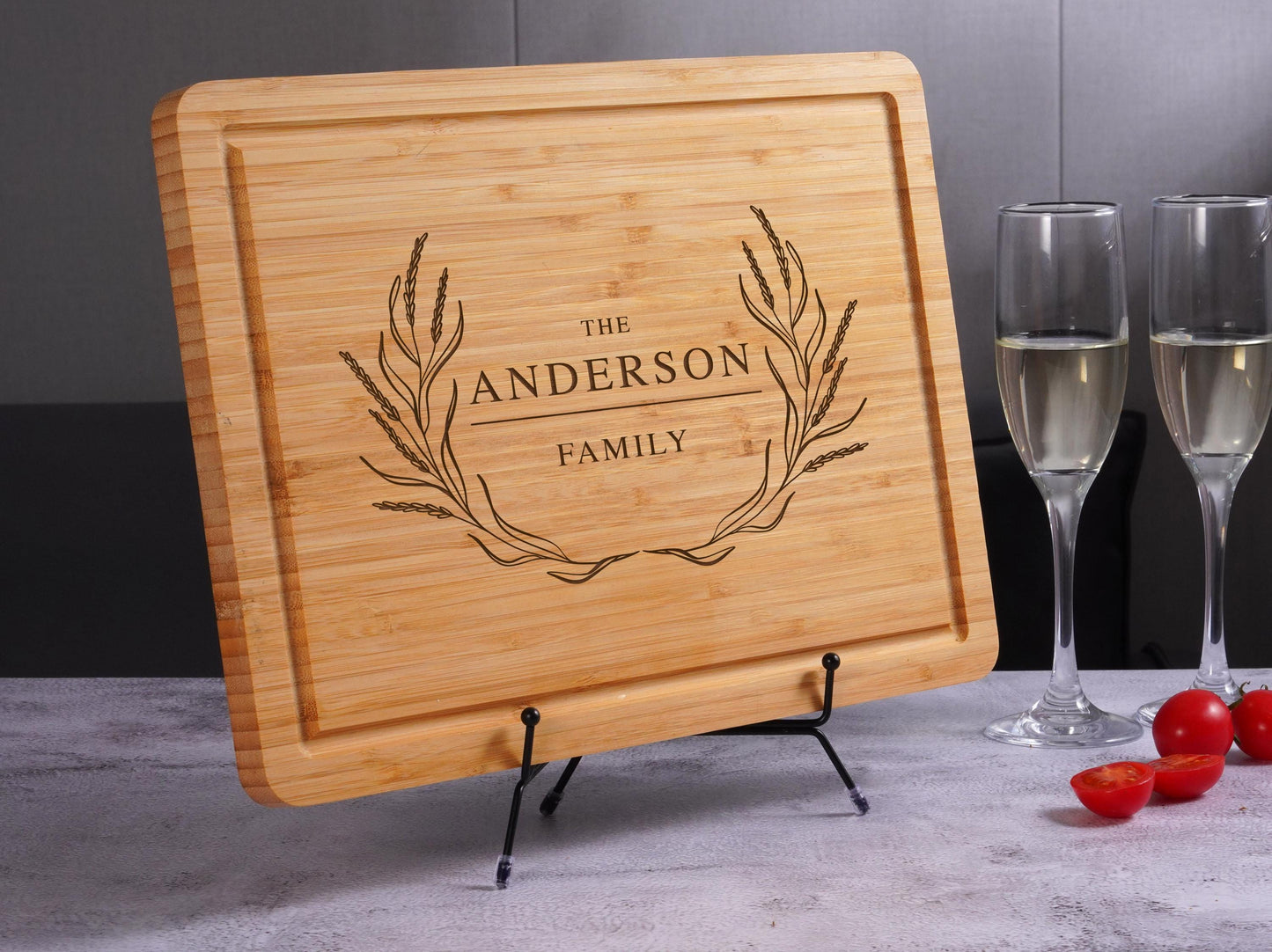 Personalized Walnut Cutting Board with Engraved Name and Message, Custom Charcuterie Wood Serving Platter