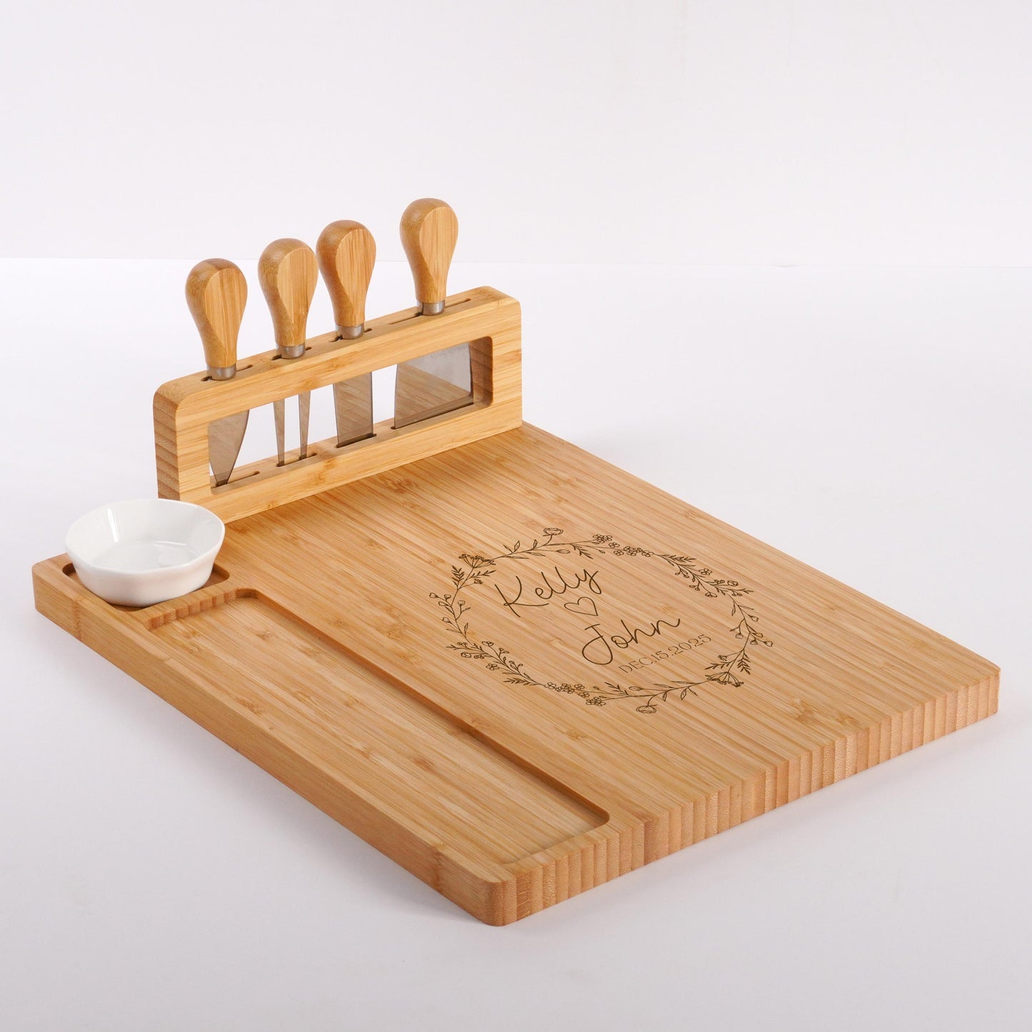Bamboo Cheese | Cutting Board &  set | Handmade Charcuterie Serving Board, Personalized Engraved wooden Tray