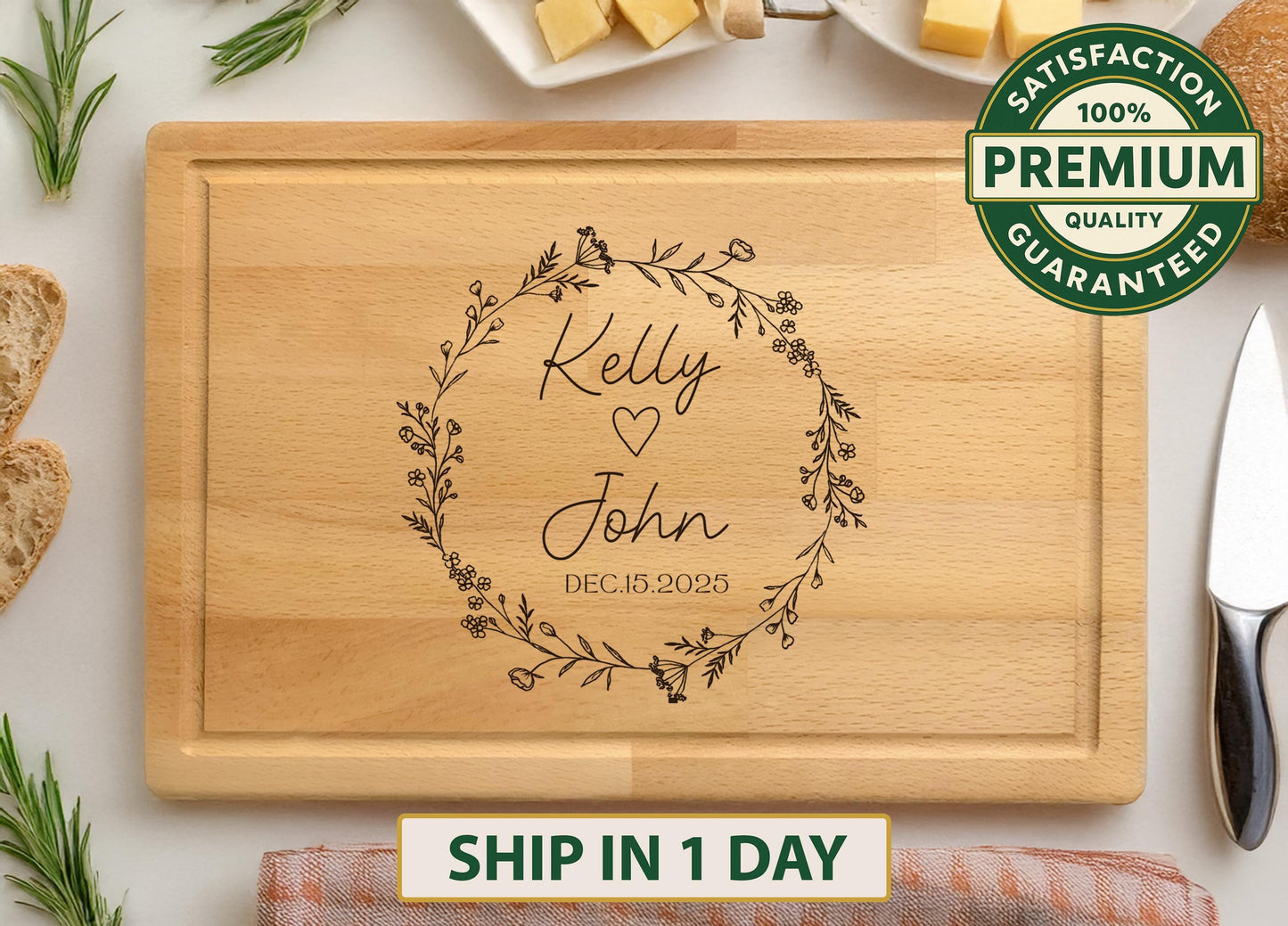 Personalized Walnut Charcuterie Board, Engraved Serving Tray, Handmade