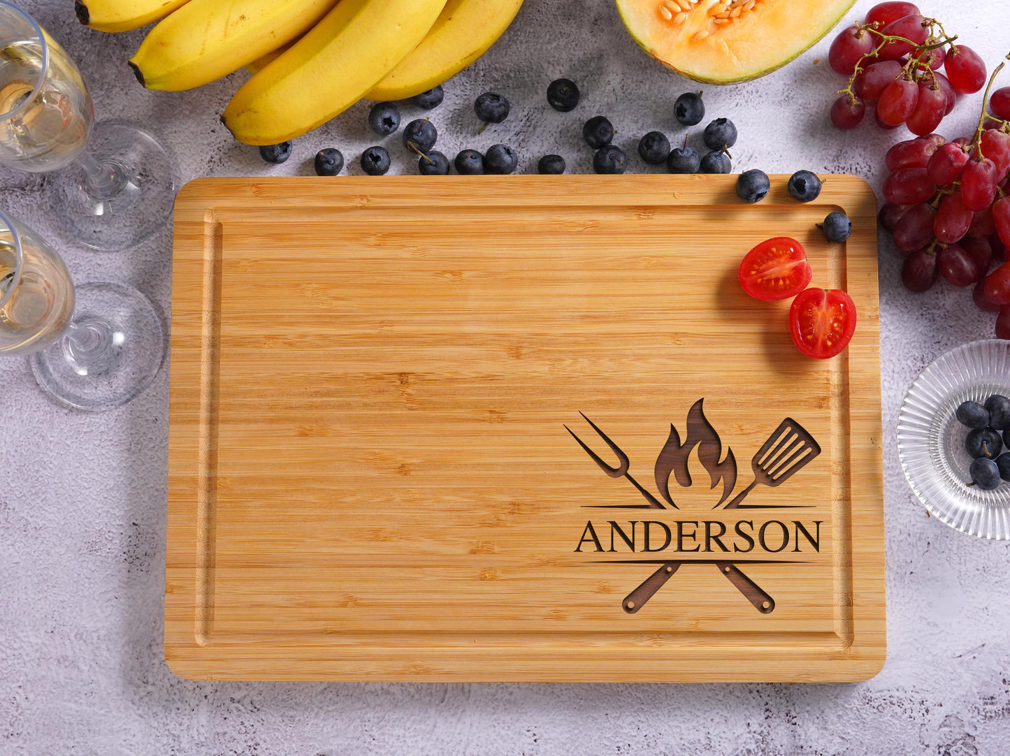 Personalized Walnut Cutting Board with Engraved Name and Message, Custom Charcuterie Wood Serving Platter