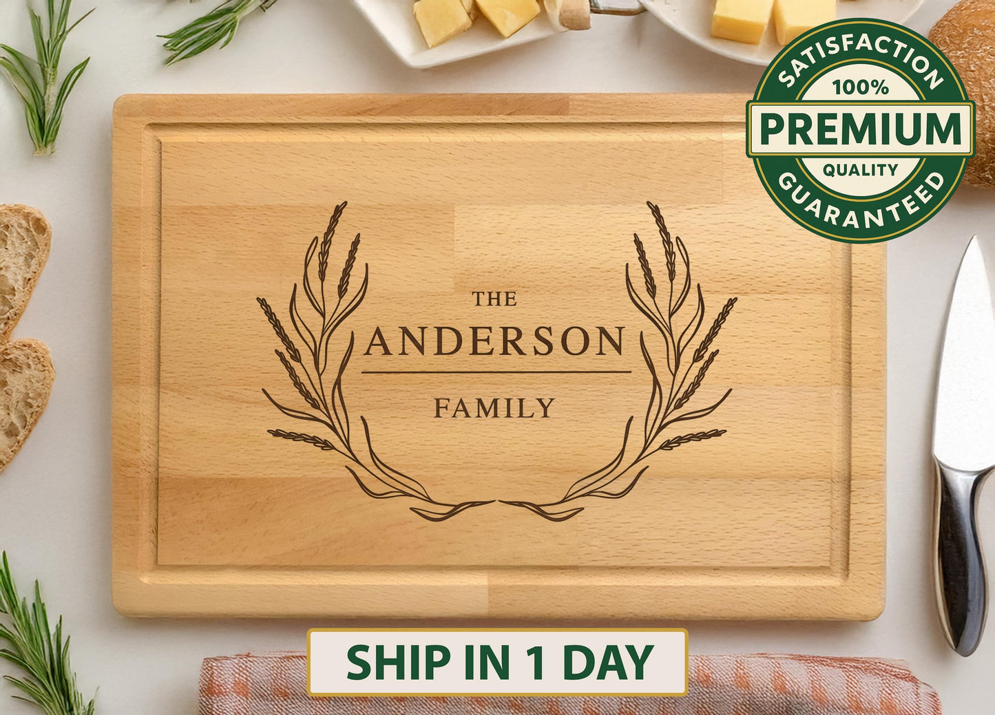 Personalized Walnut Charcuterie Board, Engraved Serving Tray, Handmade