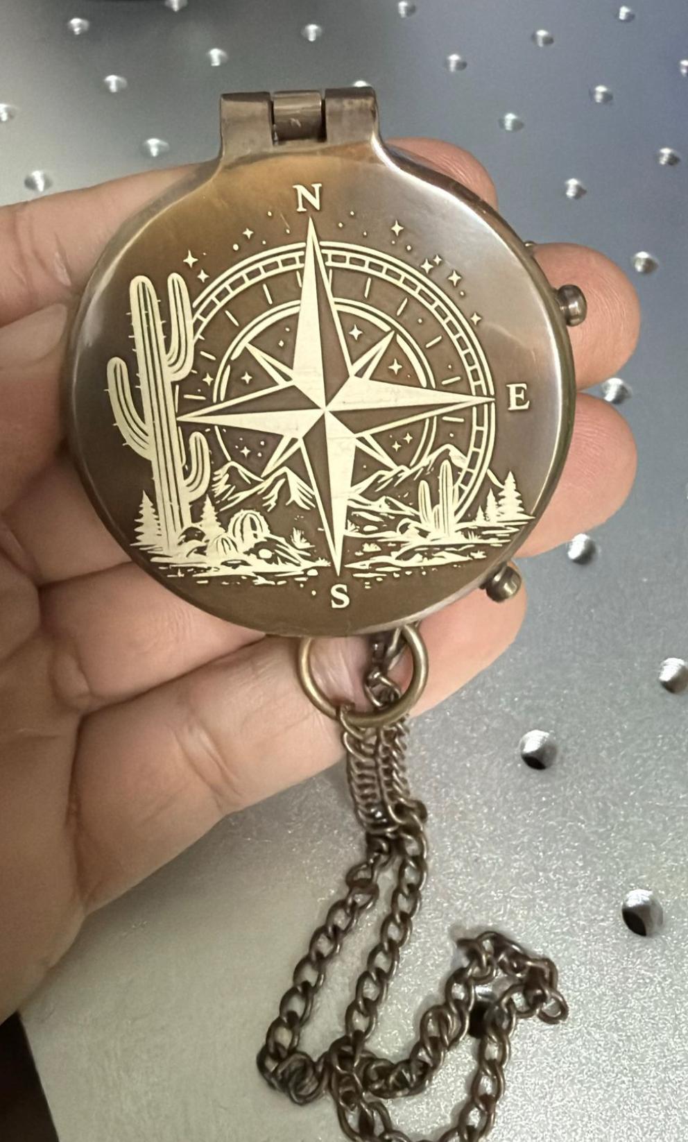 Personalized Brass Compass, Anniversary GiftS with Leather Box