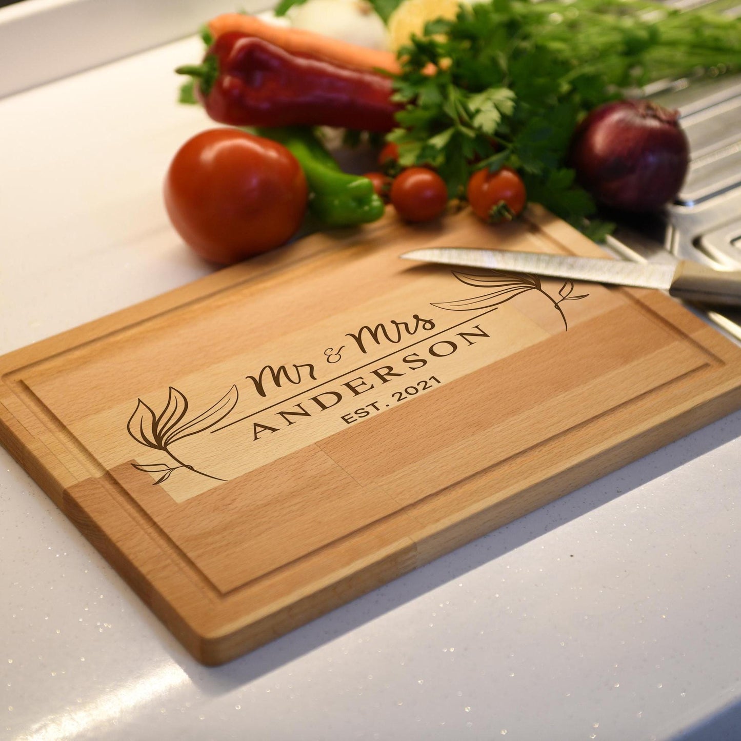Personalized Bamboo Cutting Board, Engraved Kitchen Gift