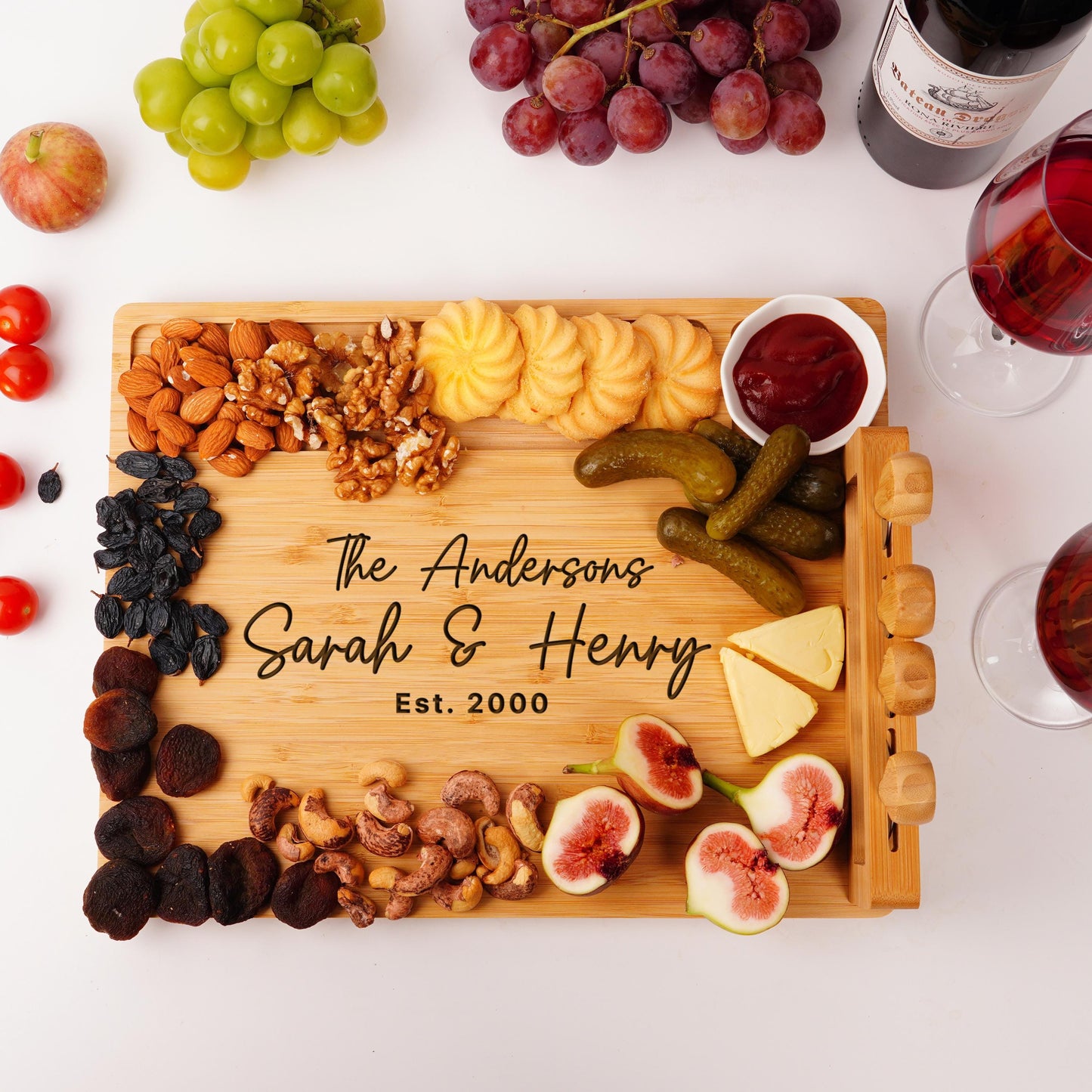 Bamboo Cheese | Cutting Board &  set | Handmade Charcuterie Serving Board, Personalized Engraved wooden Tray
