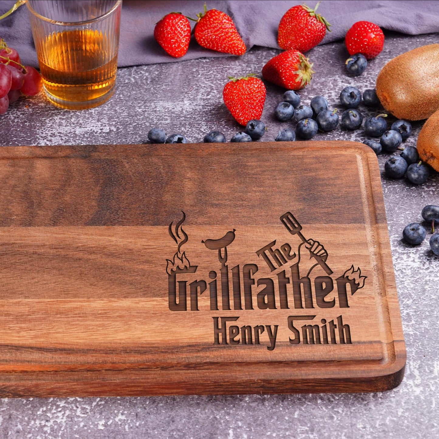 Personalized Walnut Cutting Board with Engraved Name and Message, Custom Charcuterie Wood Serving Platter