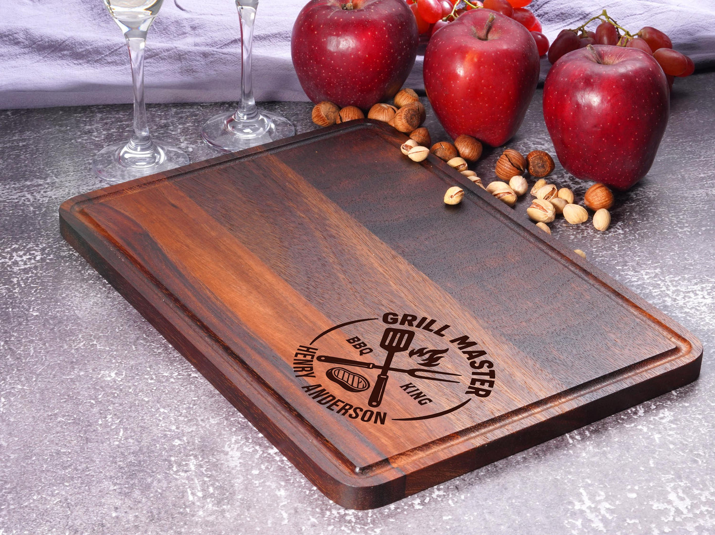 Personalized Walnut Charcuterie Board, Engraved Serving Tray, Handmade