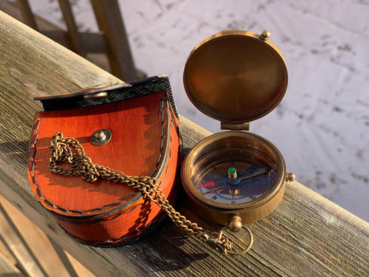 Engraved Brass Vintage Compass Sundial Nautical Gift,Handmade Compass for Decor