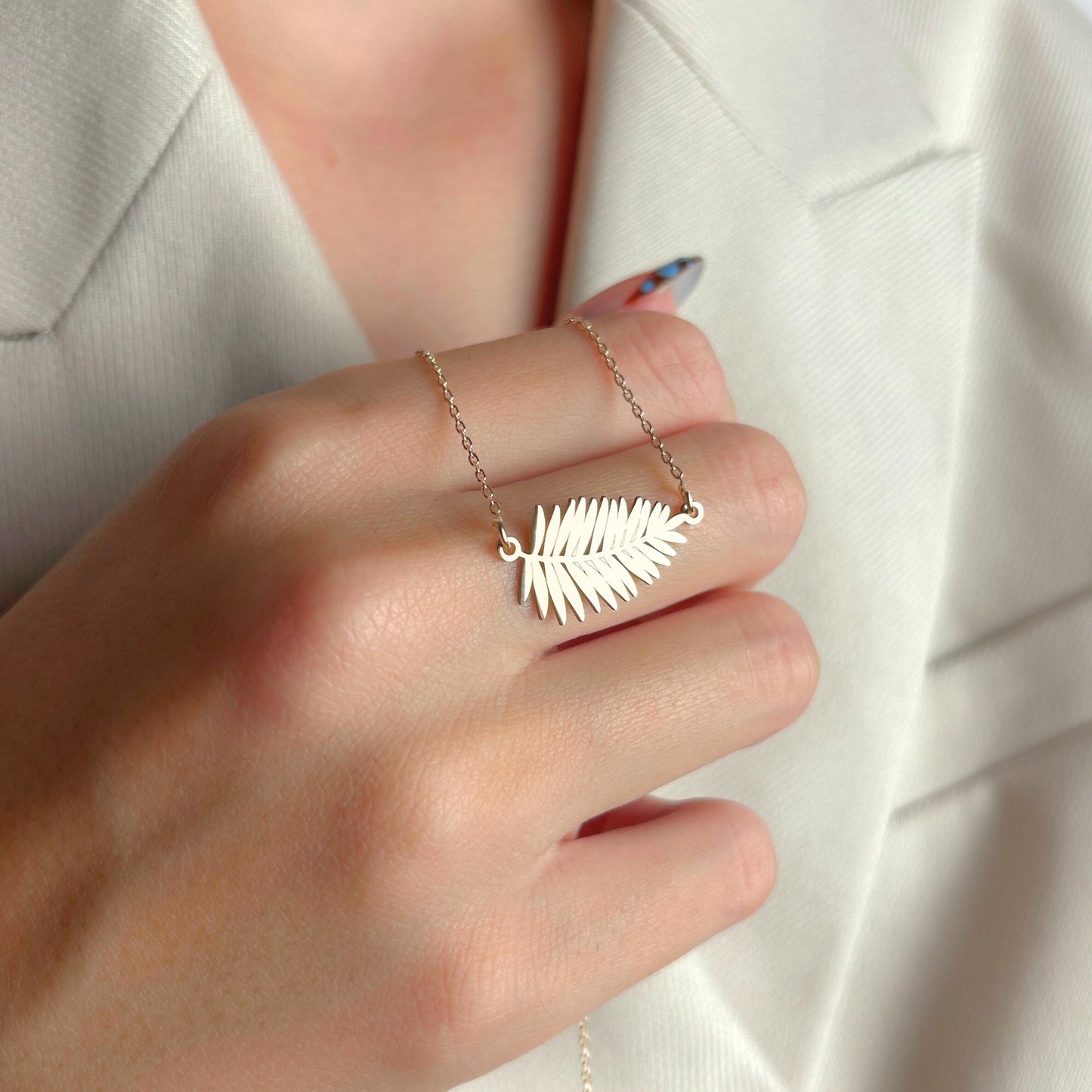 Leaf Necklace, Minimalist Botanical Jewelry, Dainty Nature Pendant, Gold Charm, Christmas Present