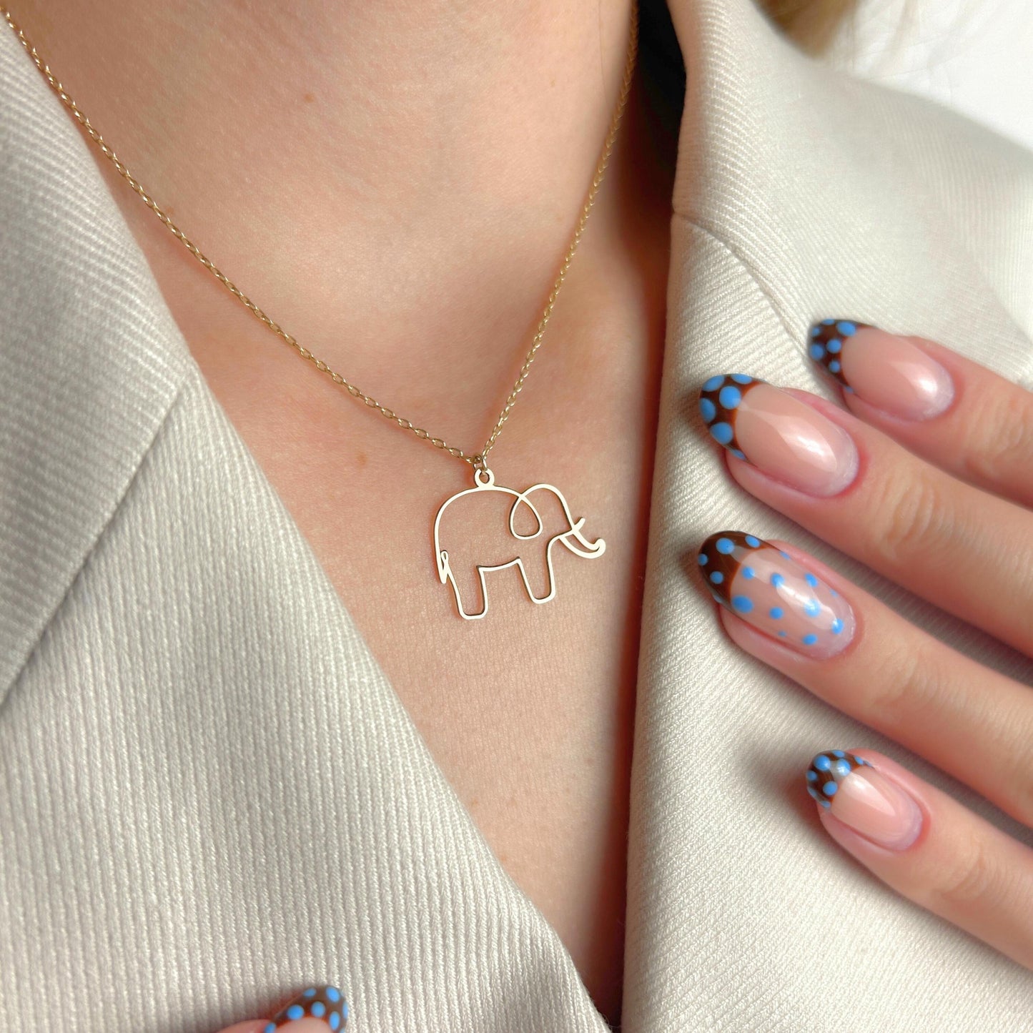 Elephant Necklace Gold, Lucky Animal Pendant, Minimalist Jewelry, Strength Symbol Charm