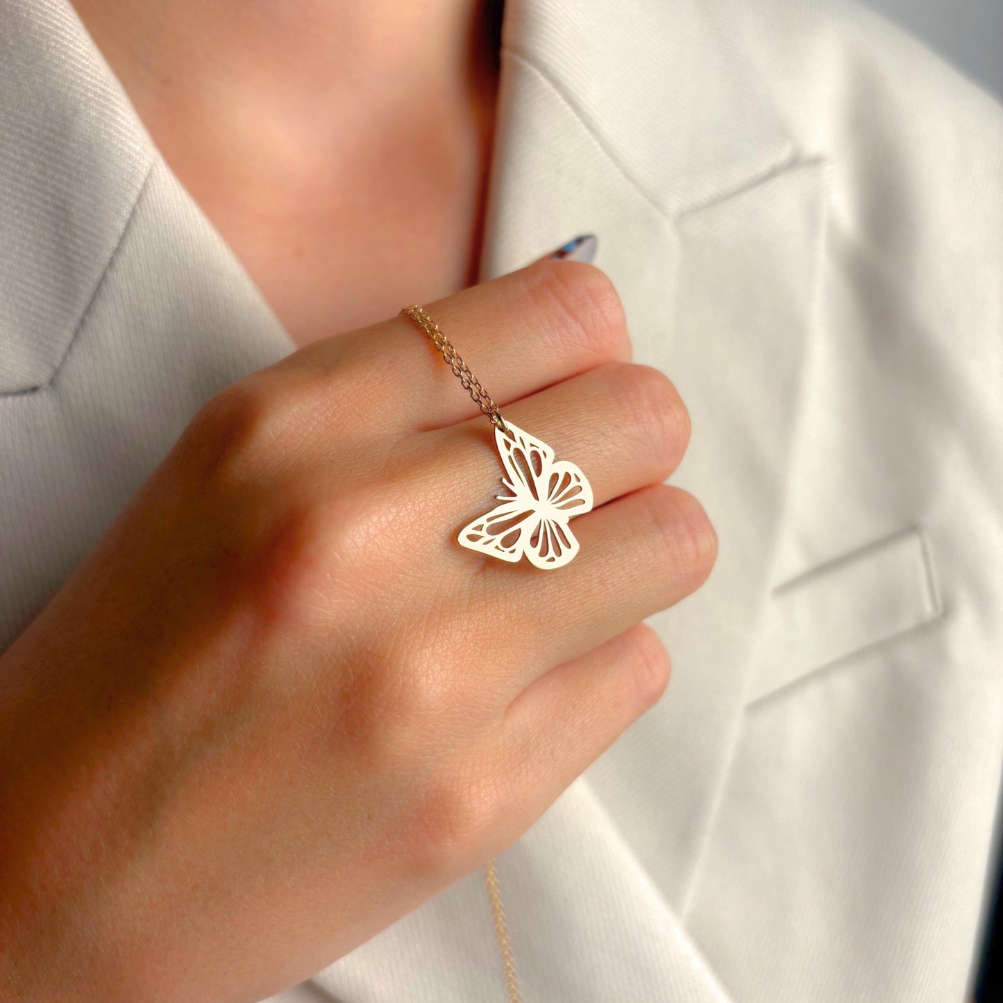 Butterfly Necklace for Her, Dainty Gold Animal Pendant, Birthday Jewelry, Minimalist Insect Gift