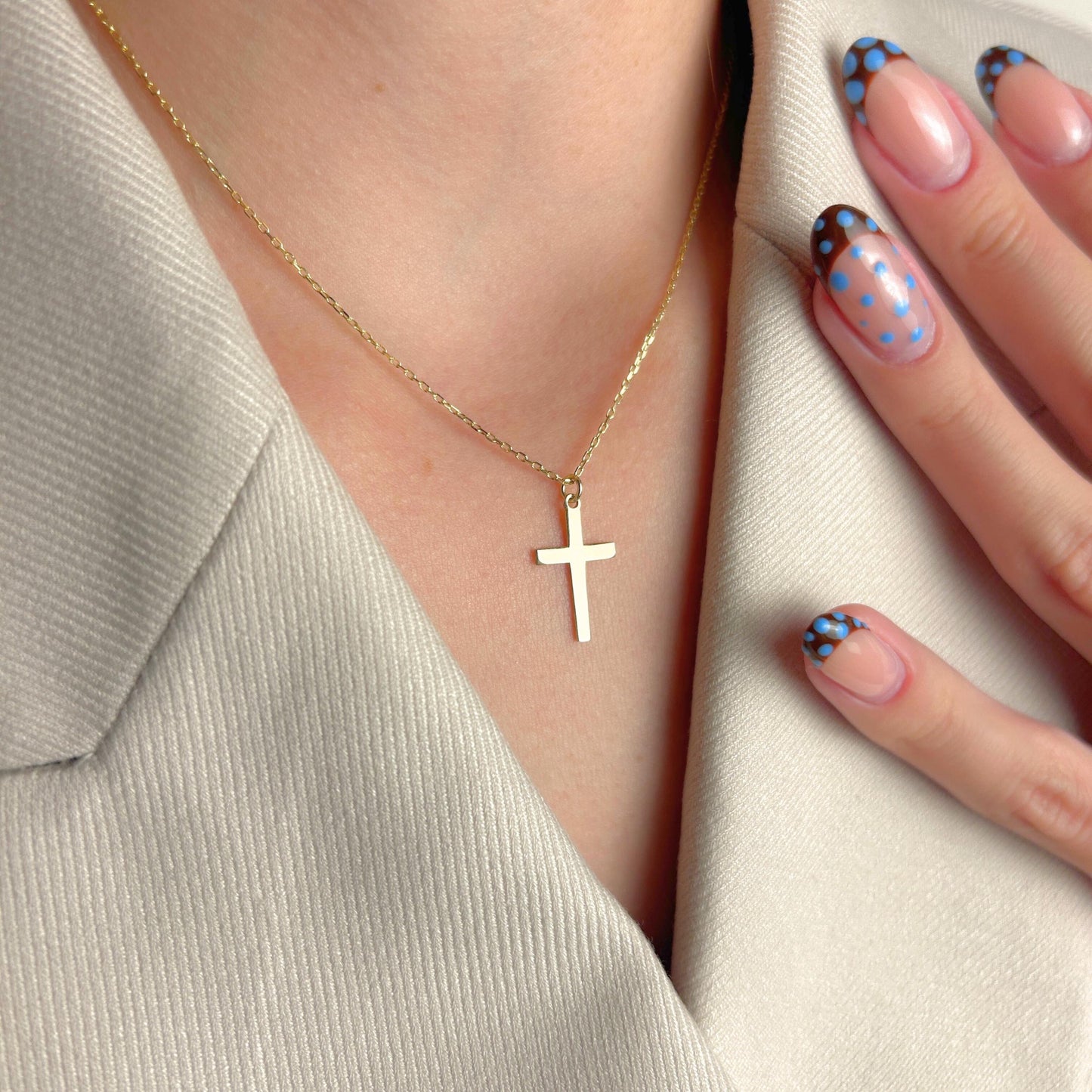 Gold Cross Necklace for Women, Christian Jewelry, Simple Faith Pendant, Religious Charm, Baptism Confirmation