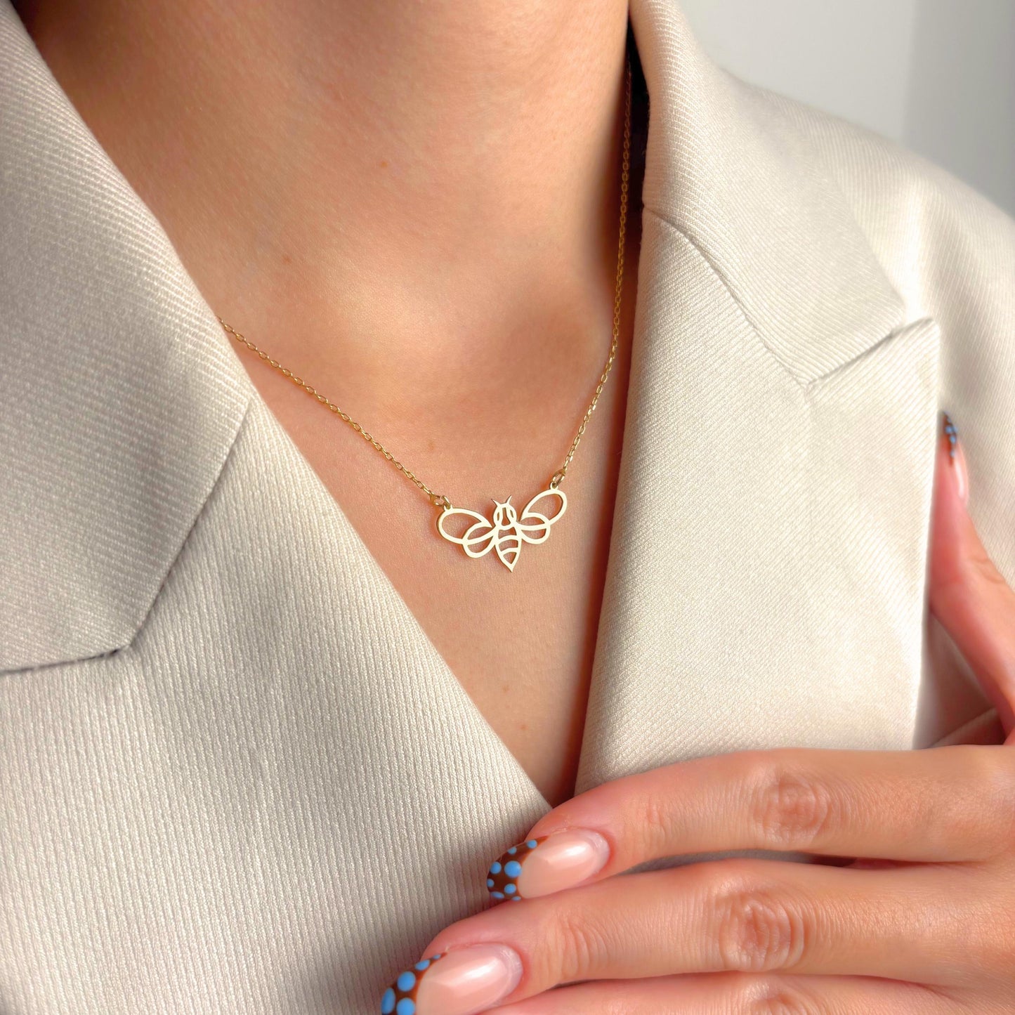 Bee Necklace Gold, Honey Animal Pendant Jewelry for Her, Nature Lover Gift, Minimalist Charm