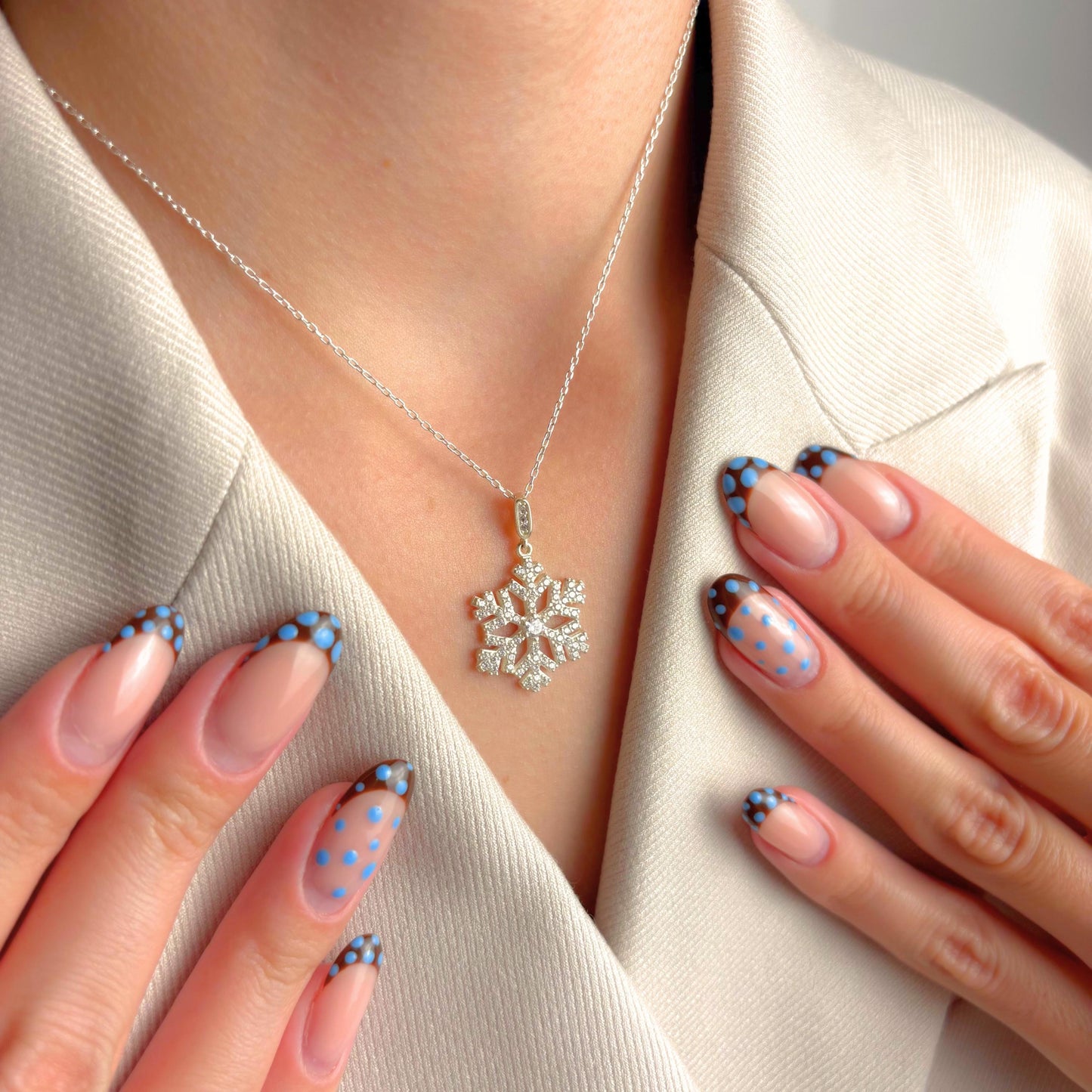 Snowflake Necklace Silver, Winter Jewelry for Her, Holiday Pendant, Dainty Snow Charm