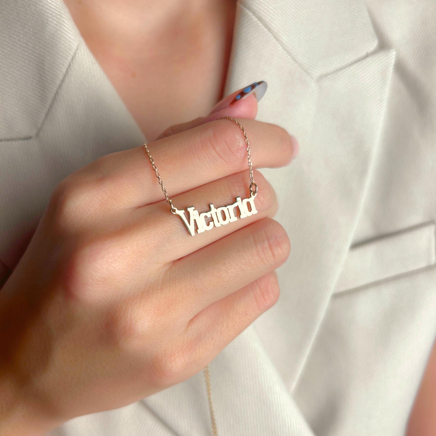 Name Necklace in Gold, Personalized Nameplate Jewelry for Women, Bridesmaid Gift