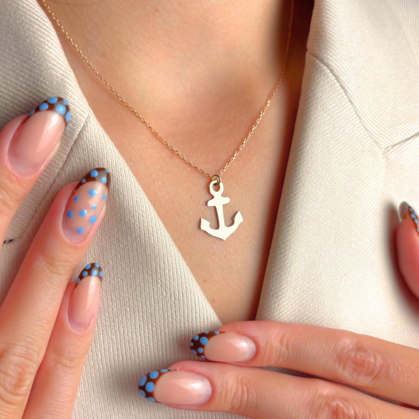 Anchor Necklace Gold, Nautical Jewelry, Minimalist Sailor Charm Pendant, Hope Symbol, Beach Lover Gift