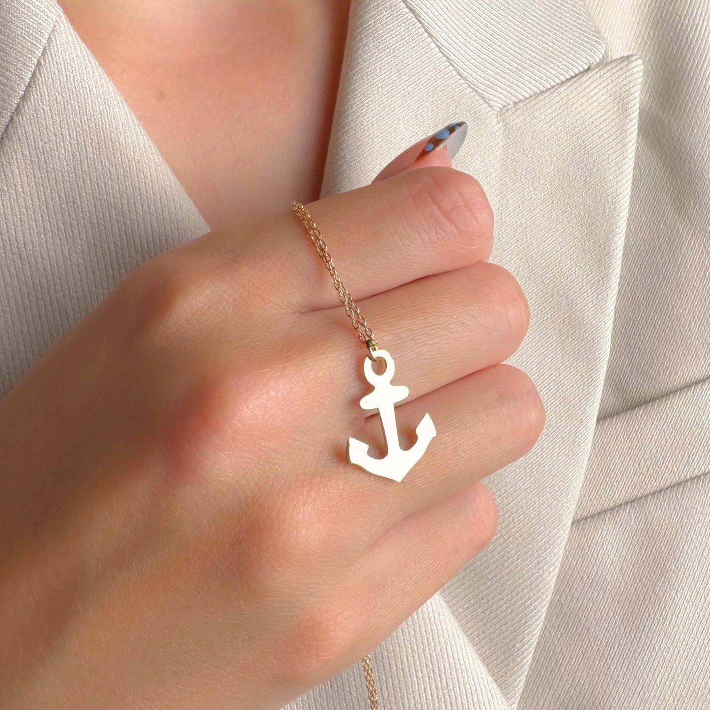 Anchor Necklace Gold, Nautical Jewelry, Minimalist Sailor Charm Pendant, Hope Symbol, Beach Lover Gift