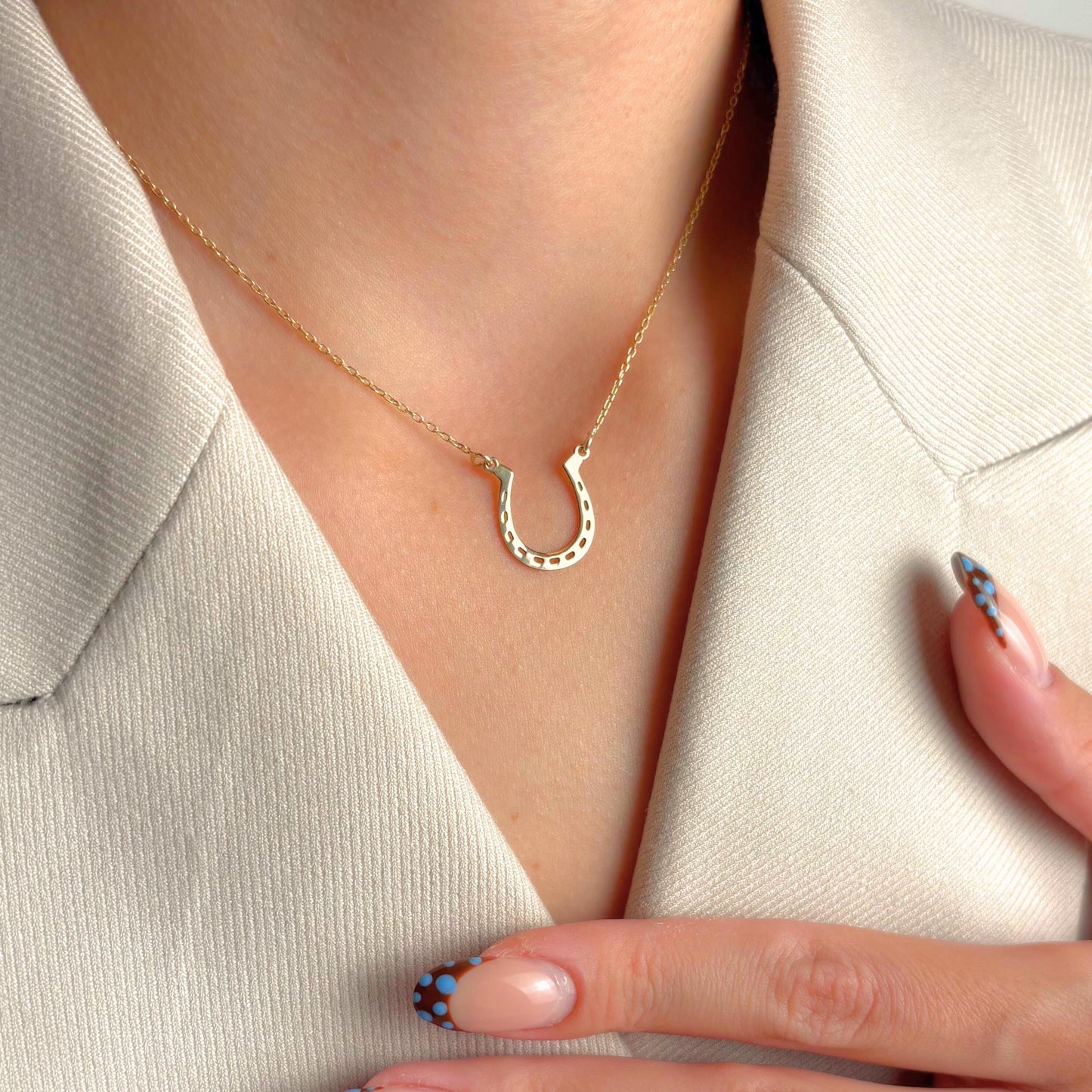 Lucky Horseshoe Necklace, Silver Horse Shoe Pendant, Good Luck Charm, Cowgirl Western Jewelry