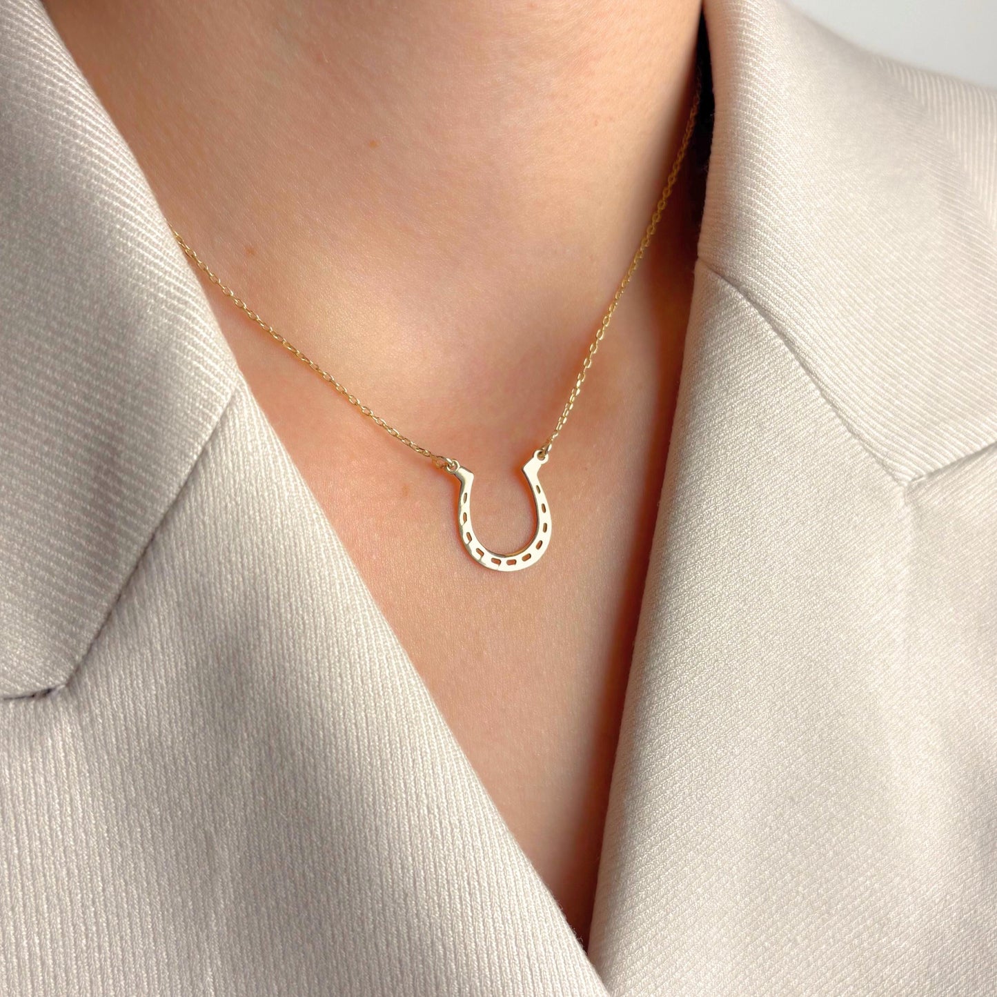Lucky Horseshoe Necklace, Silver Horse Shoe Pendant, Good Luck Charm, Cowgirl Western Jewelry
