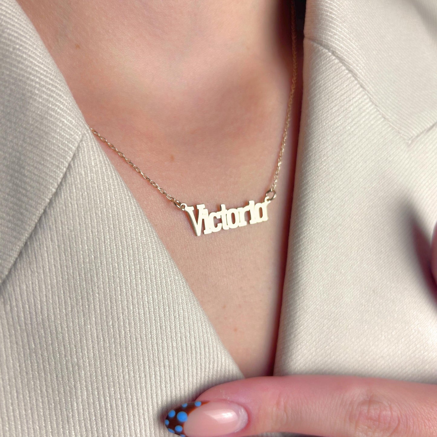 Name Necklace in Gold, Personalized Nameplate Jewelry for Women, Bridesmaid Gift