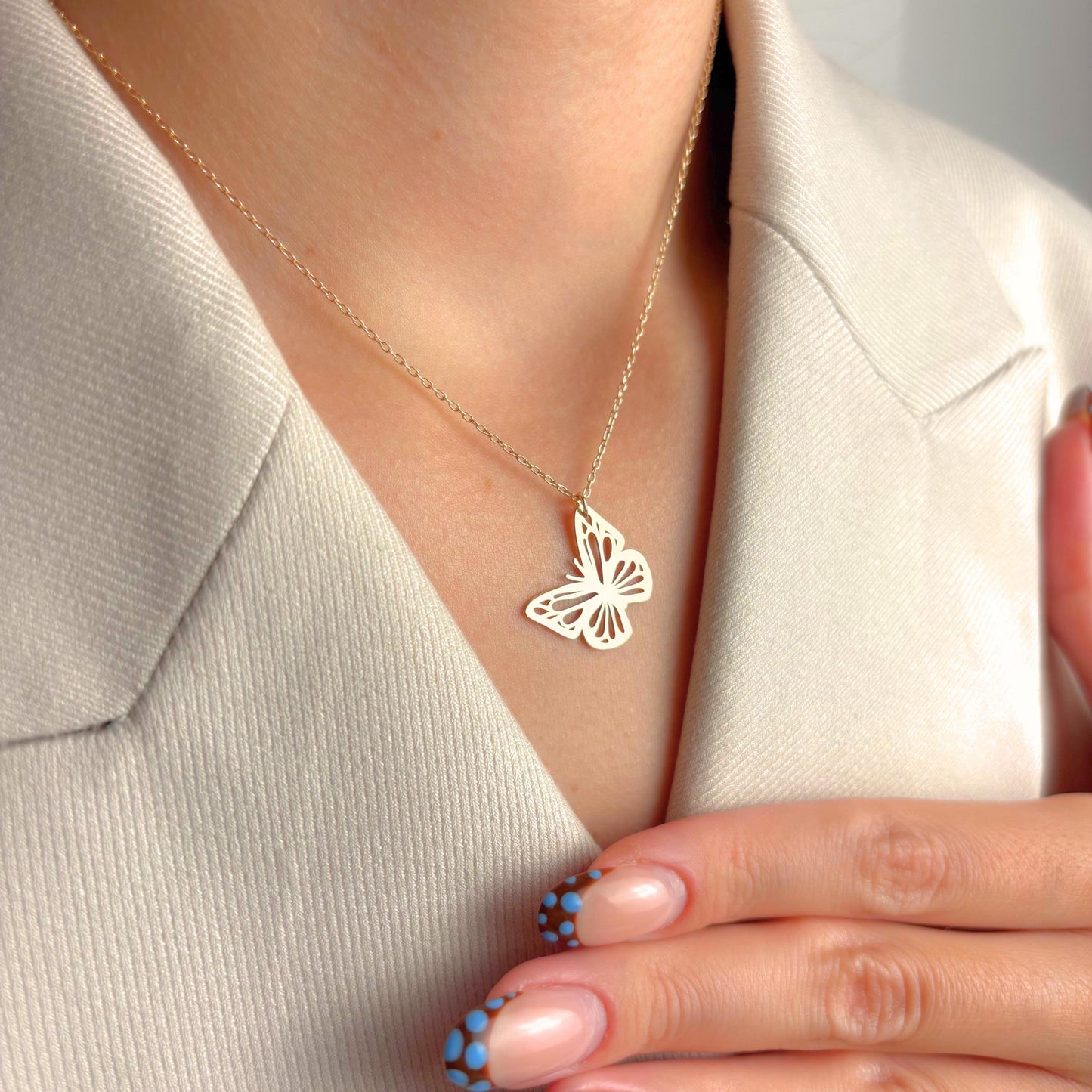Butterfly Necklace for Her, Dainty Gold Animal Pendant, Birthday Jewelry, Minimalist Insect Gift