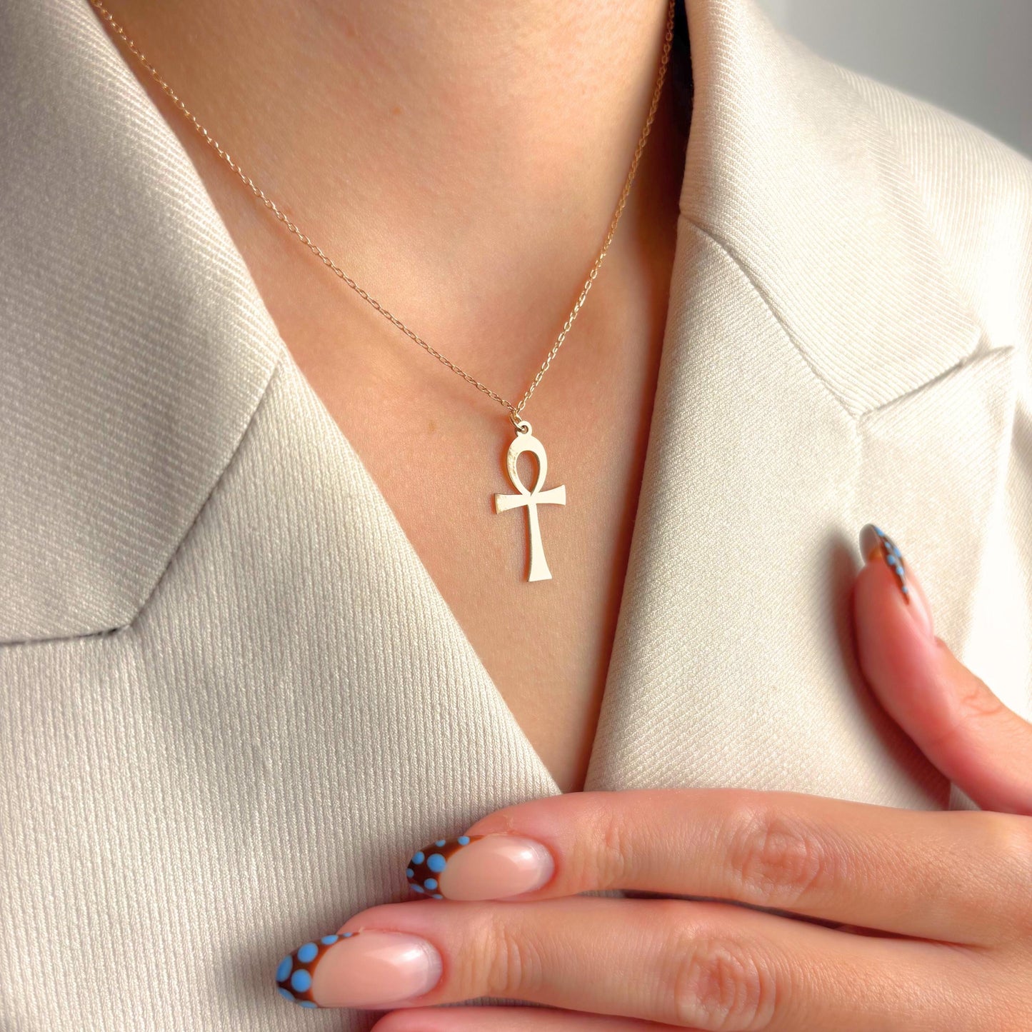 Ankh Cross Necklace, Egyptian Jewelry for Her, Ancient Symbol Pendant, Spiritual Gift, Boho Charm