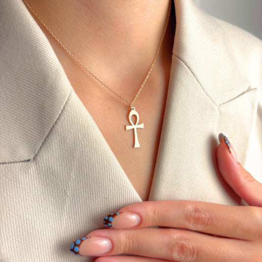 Ankh Cross Necklace, Egyptian Jewelry for Her, Ancient Symbol Pendant, Spiritual Gift, Boho Charm