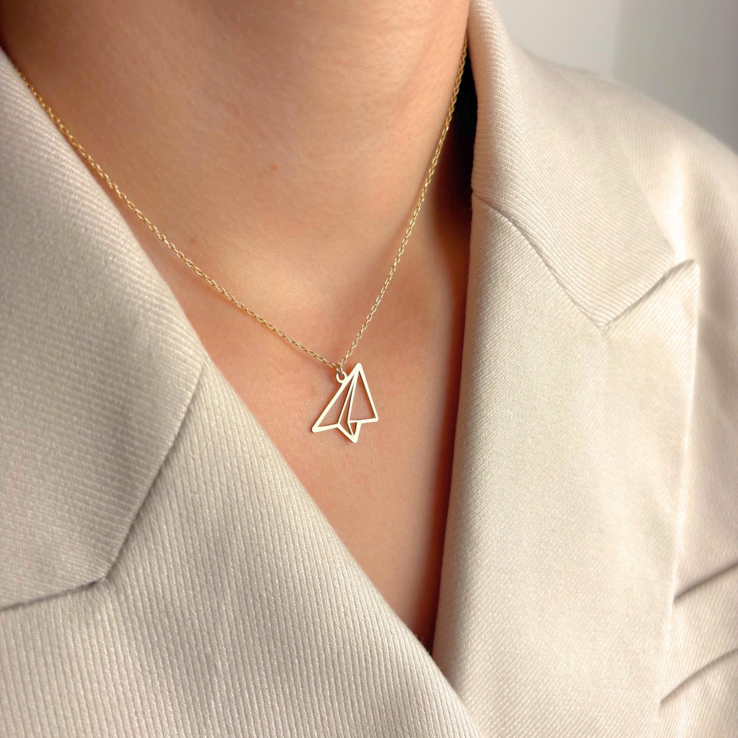 Paper Plane Necklace Gift, Minimalist Gold Travel Pendant, Dainty Airplane Graduation Jewelry