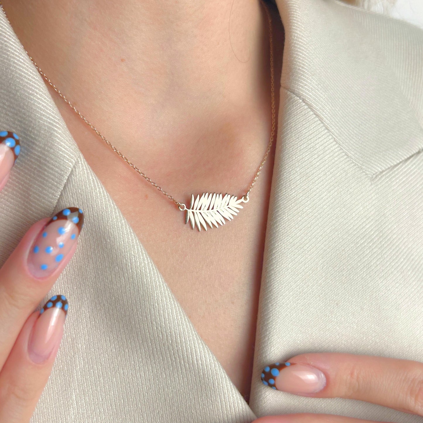 Leaf Necklace, Minimalist Botanical Jewelry, Dainty Nature Pendant, Gold Charm, Christmas Present