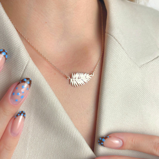 Leaf Necklace, Minimalist Botanical Jewelry, Dainty Nature Pendant, Gold Charm, Christmas Present