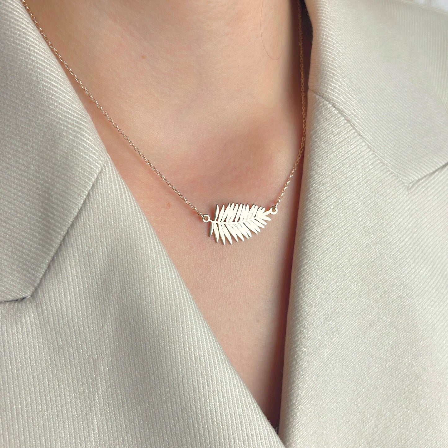 Leaf Necklace, Minimalist Botanical Jewelry, Dainty Nature Pendant, Gold Charm, Christmas Present