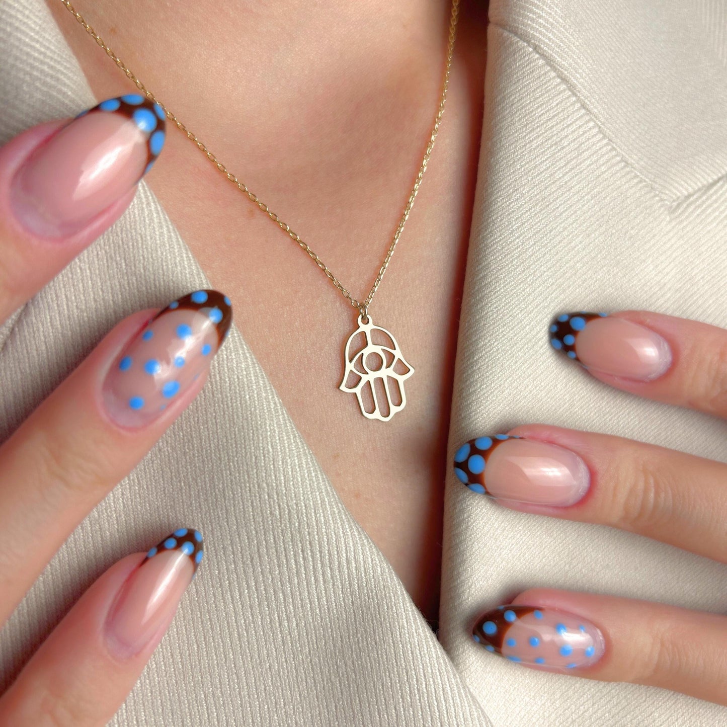 Hamsa Hand Necklace, Gold Protection Pendant, Evil Eye Jewelry, Dainty Spiritual Boho Talisman Charm