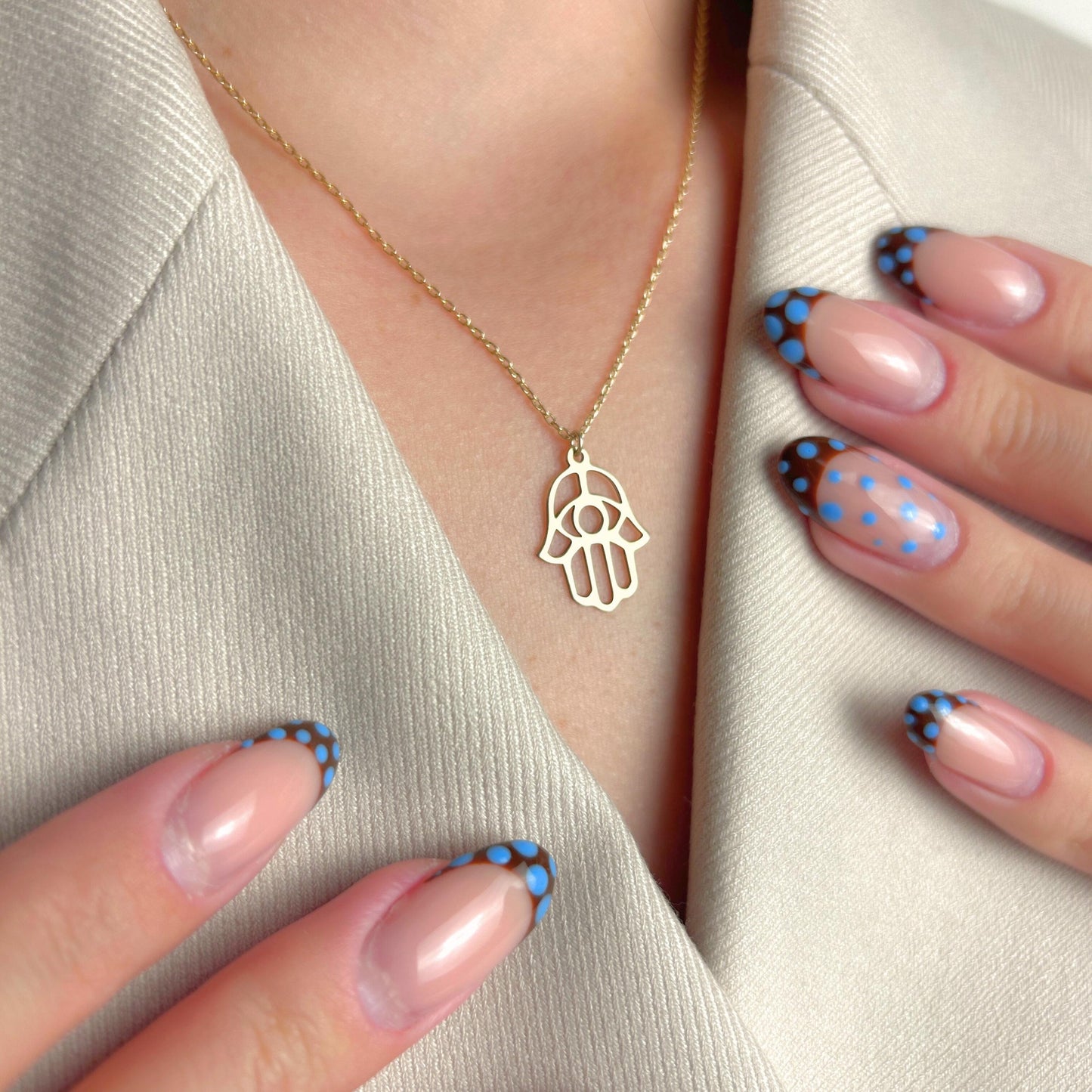 Hamsa Hand Necklace, Gold Protection Pendant, Evil Eye Jewelry, Dainty Spiritual Boho Talisman Charm