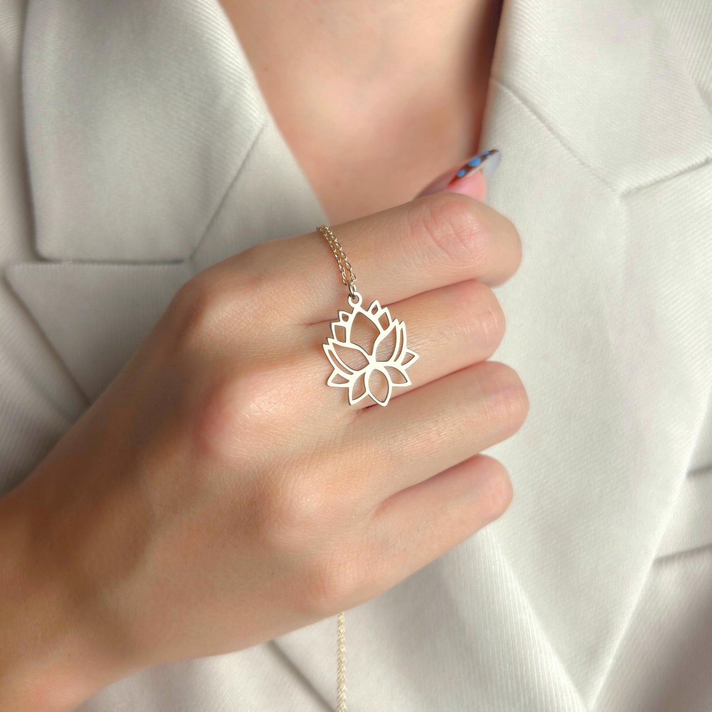Lotus Flower Necklace, Gold Spiritual Pendant, Yoga Jewelry for Mindfulness, Dainty Rebirth Symbol Charm