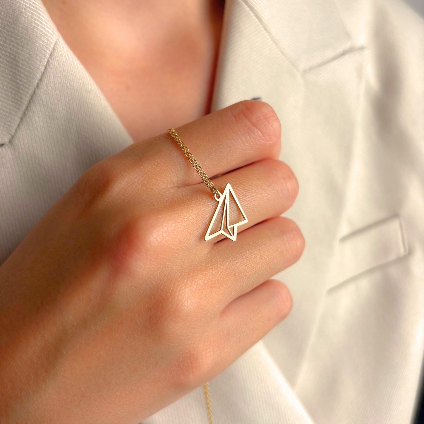 Paper Plane Necklace Gift, Minimalist Gold Travel Pendant, Dainty Airplane Graduation Jewelry