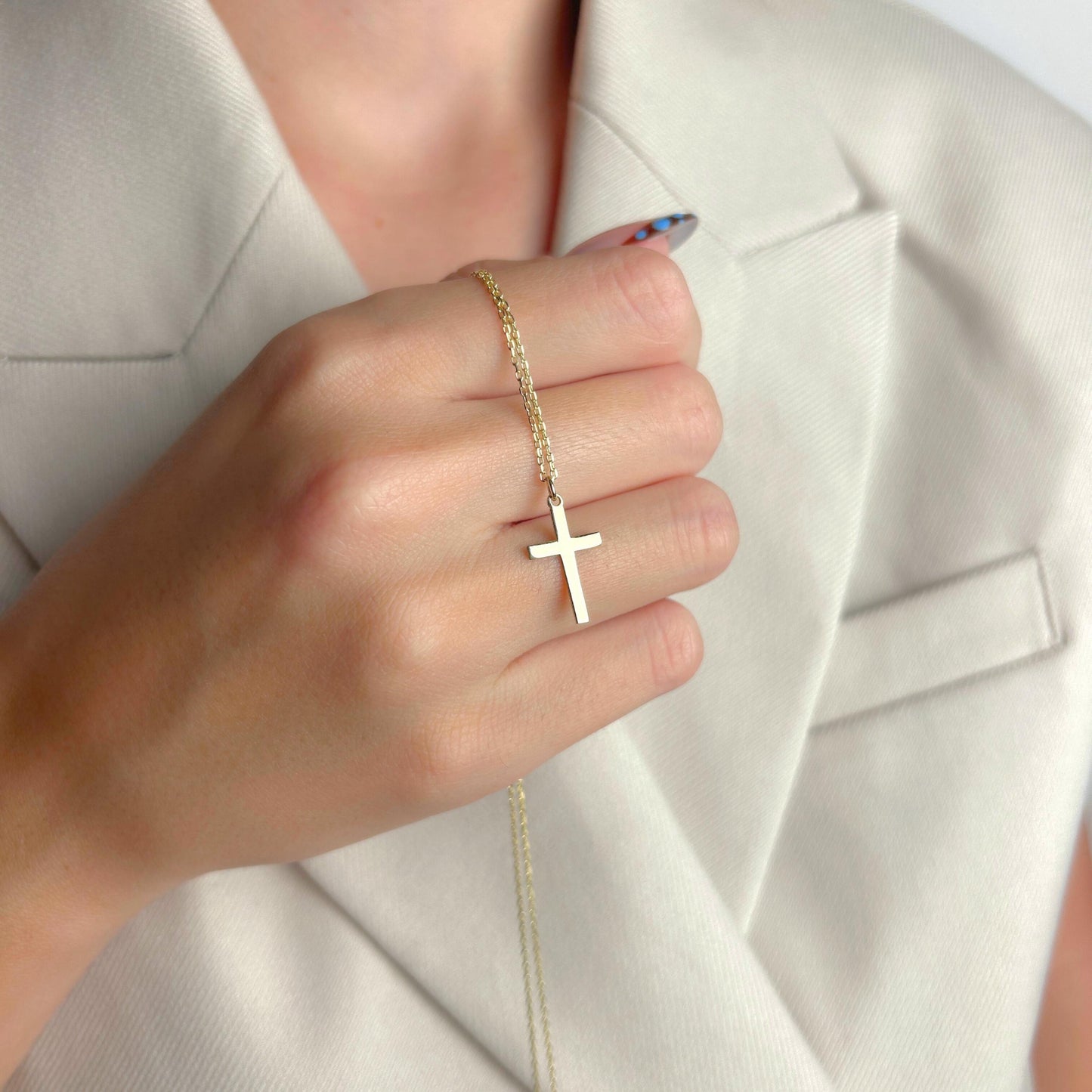 Gold Cross Necklace for Women, Christian Jewelry, Simple Faith Pendant, Religious Charm, Baptism Confirmation
