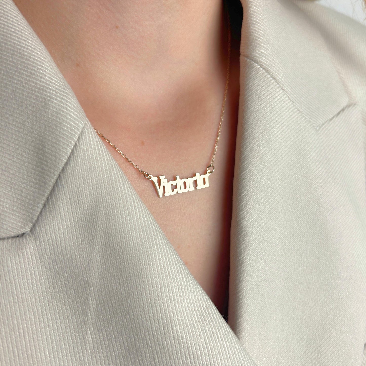 Name Necklace in Gold, Personalized Nameplate Jewelry for Women, Bridesmaid Gift