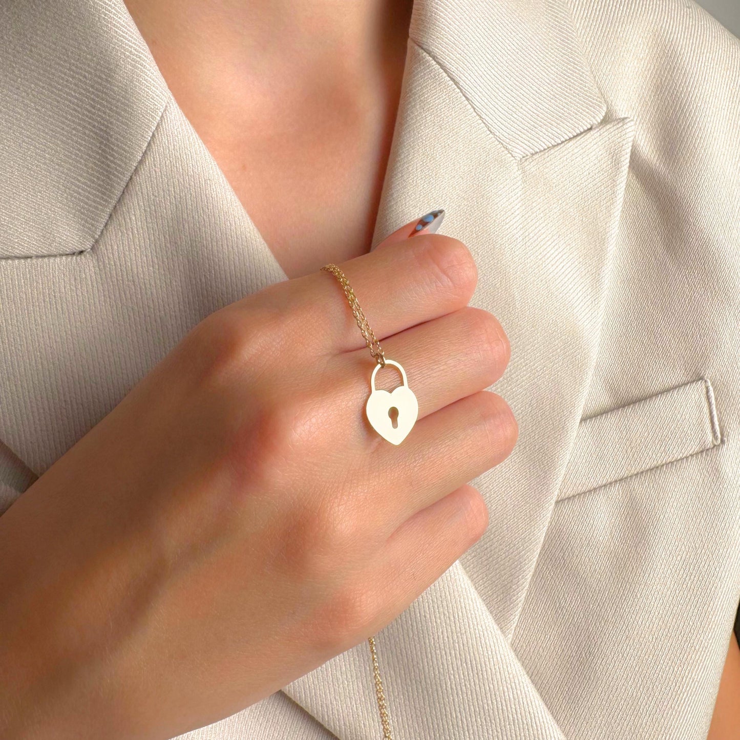 Heart Lock Necklace, Minimalist Love Pendant, Dainty Gold Jewelry, Valentines Day Gift