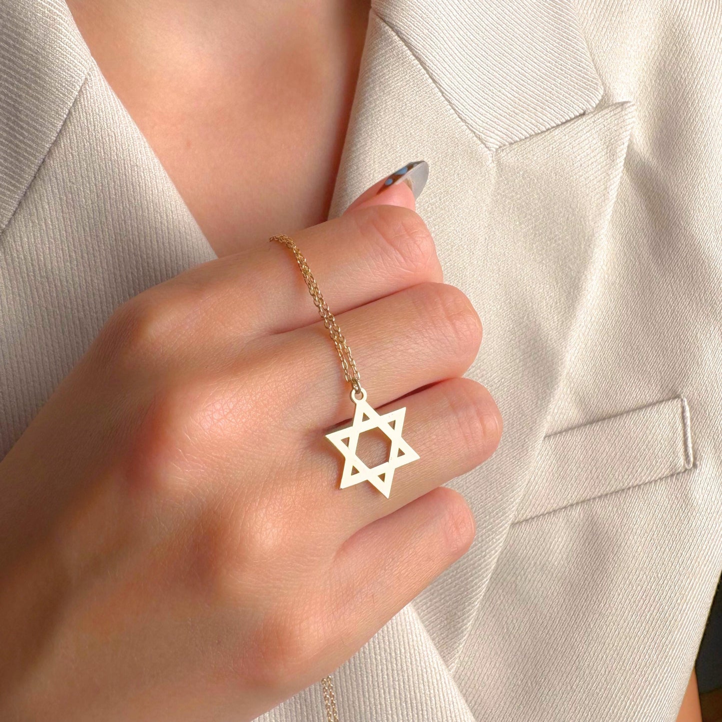 Star of David Necklace Silver, Jewish Symbol Pendant, Hebrew Jewelry, Bat Mitzvah Gift