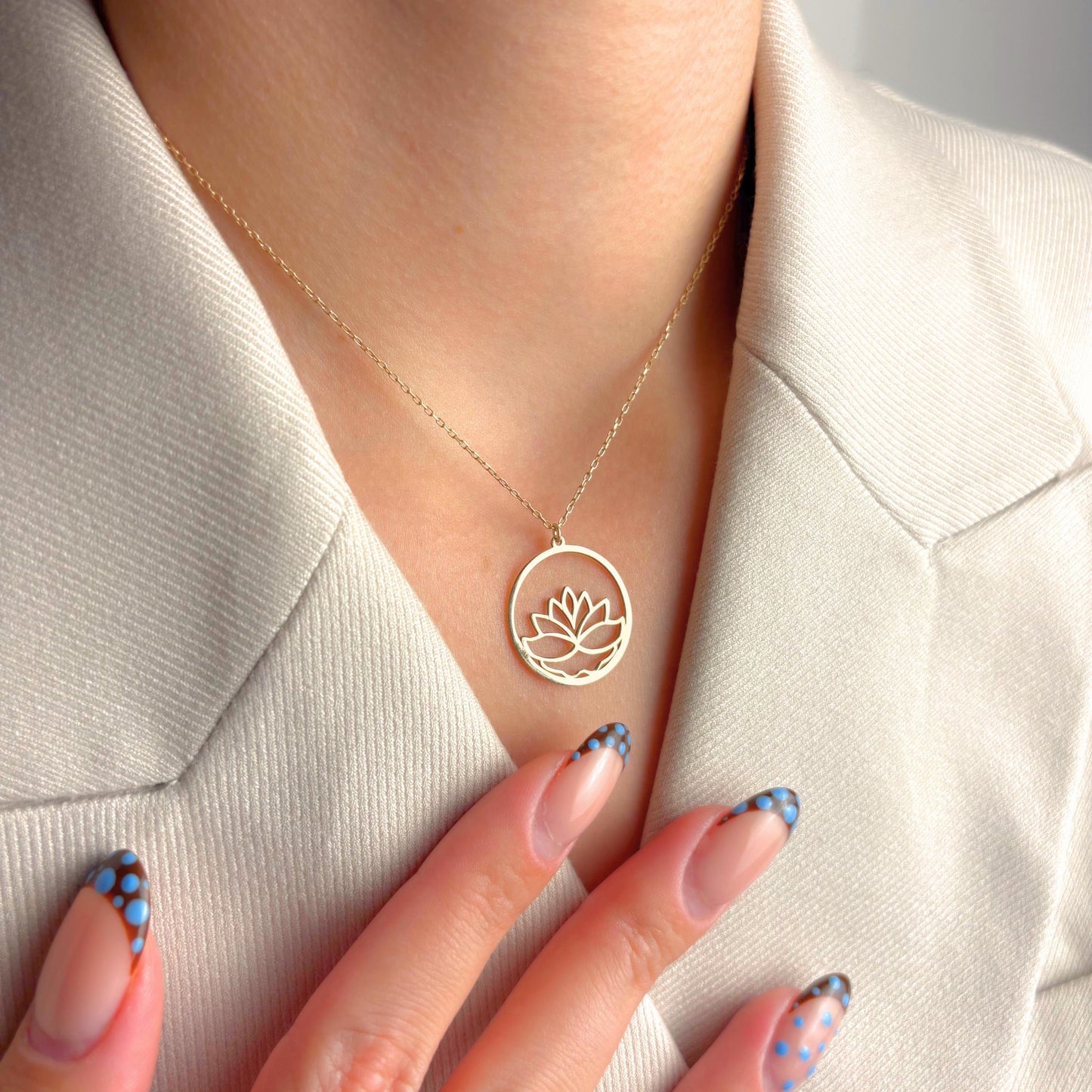 Lotus Necklace, Spiritual Jewelry, Yoga Meditation Pendant, Gold Charm, Mindfulness for Women