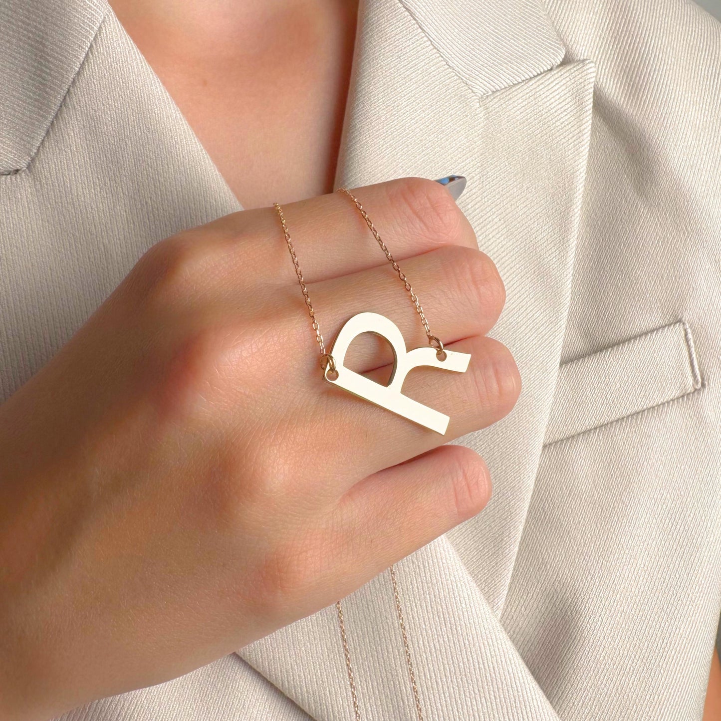 Custom Initial Necklace, Large Letter Pendant Jewelry, Bold Monogram Charm for Her
