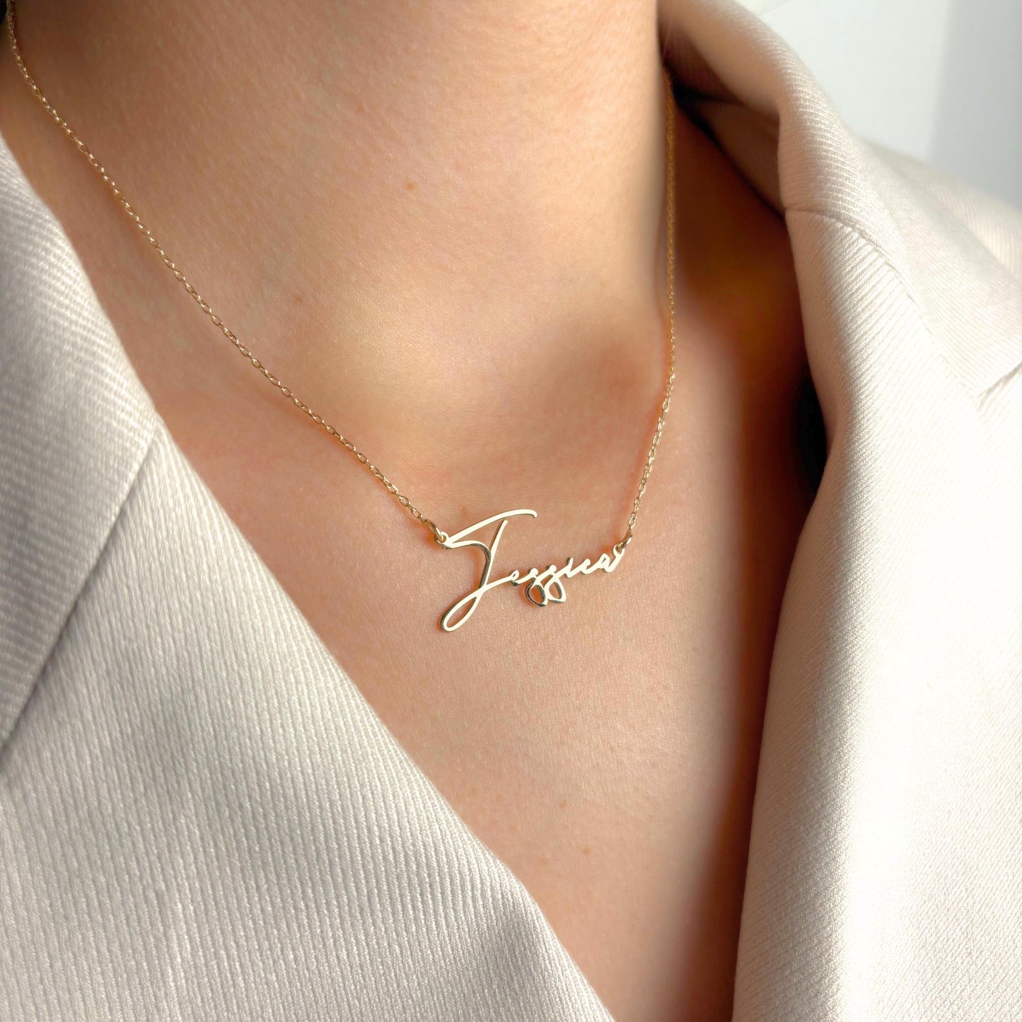 14K Gold Name Necklace, Personalized Nameplate Pendant, Custom Jewelry for Women, Birthday Gift