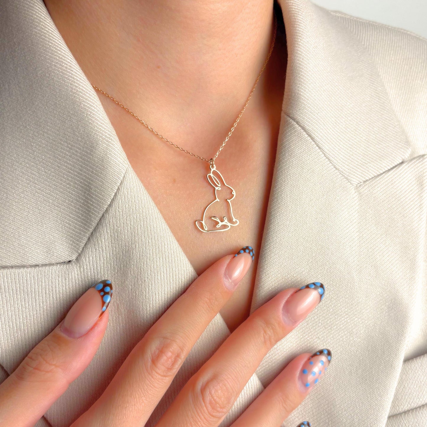 Minimalist Bunny Necklace, Rabbit Outline Pendant in Gold, Animal Lover Jewelry, Nature Inspired Charm