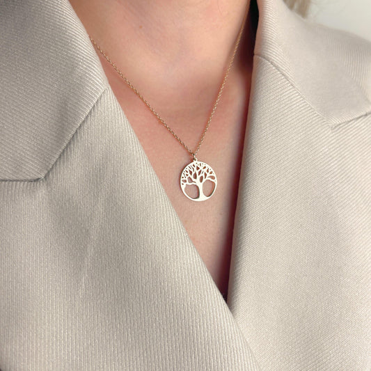 Tree of Life Necklace Gold, Spiritual Growth Pendant, Family Jewelry, Nature Charm