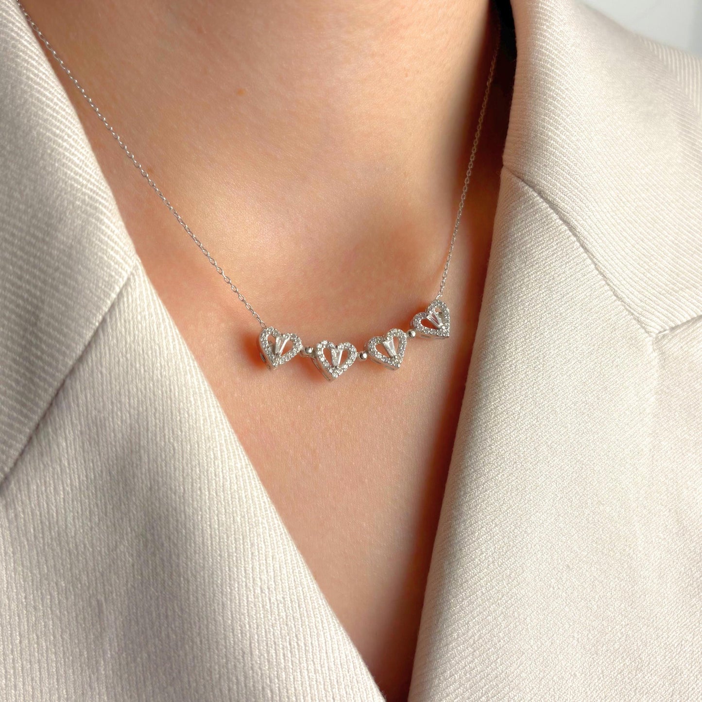 Four Leaf Clover Necklace, Lucky Charm Pendant, Dainty Silver Jewelry, Good Luck Gift