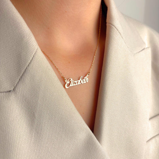 Name Necklace Gold, Personalized Jewelry for Women, Dainty Nameplate Pendant