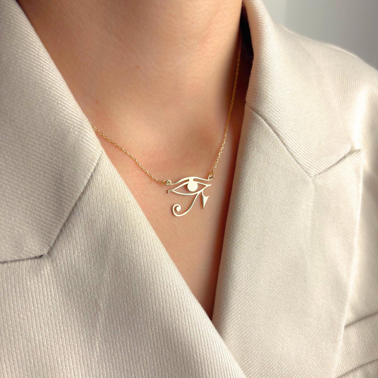 Eye of Horus Necklace Gold, Egyptian Protection Pendant for Women, Spiritual Jewelry