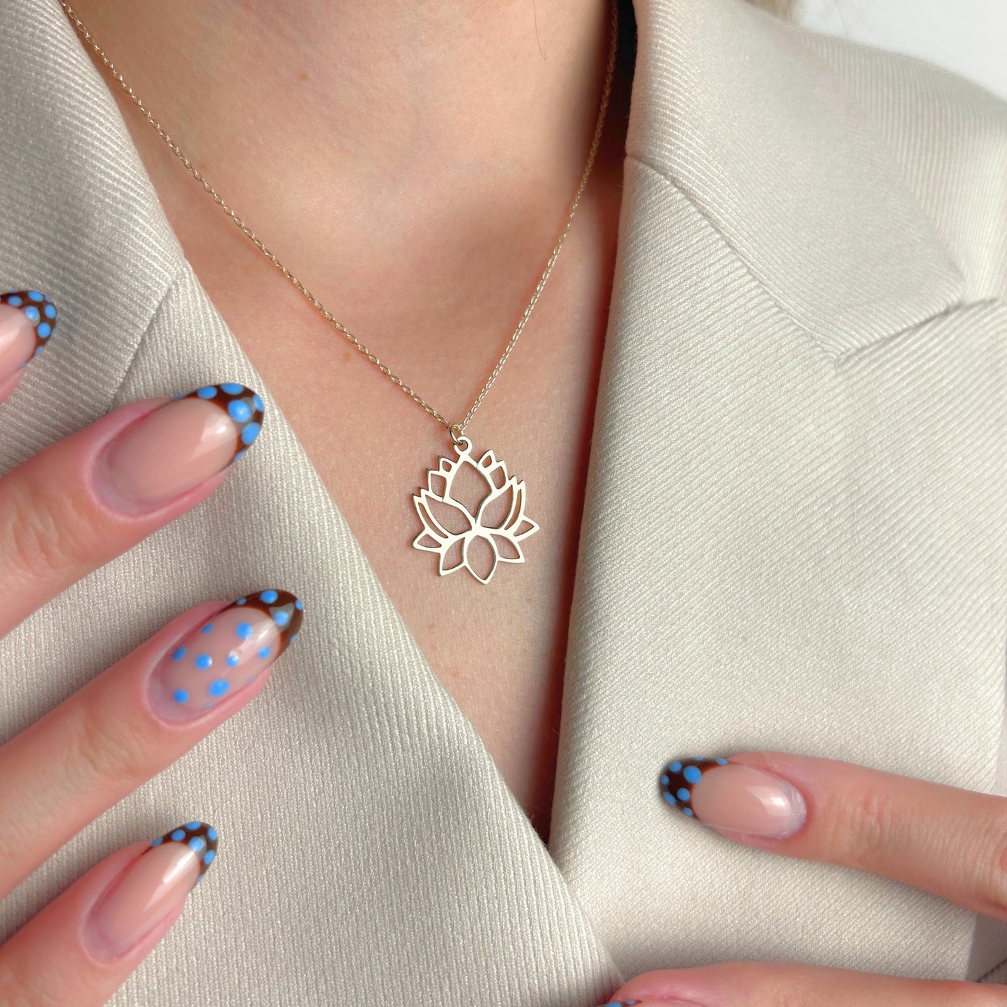 Lotus Flower Necklace, Gold Spiritual Pendant, Yoga Jewelry for Mindfulness, Dainty Rebirth Symbol Charm