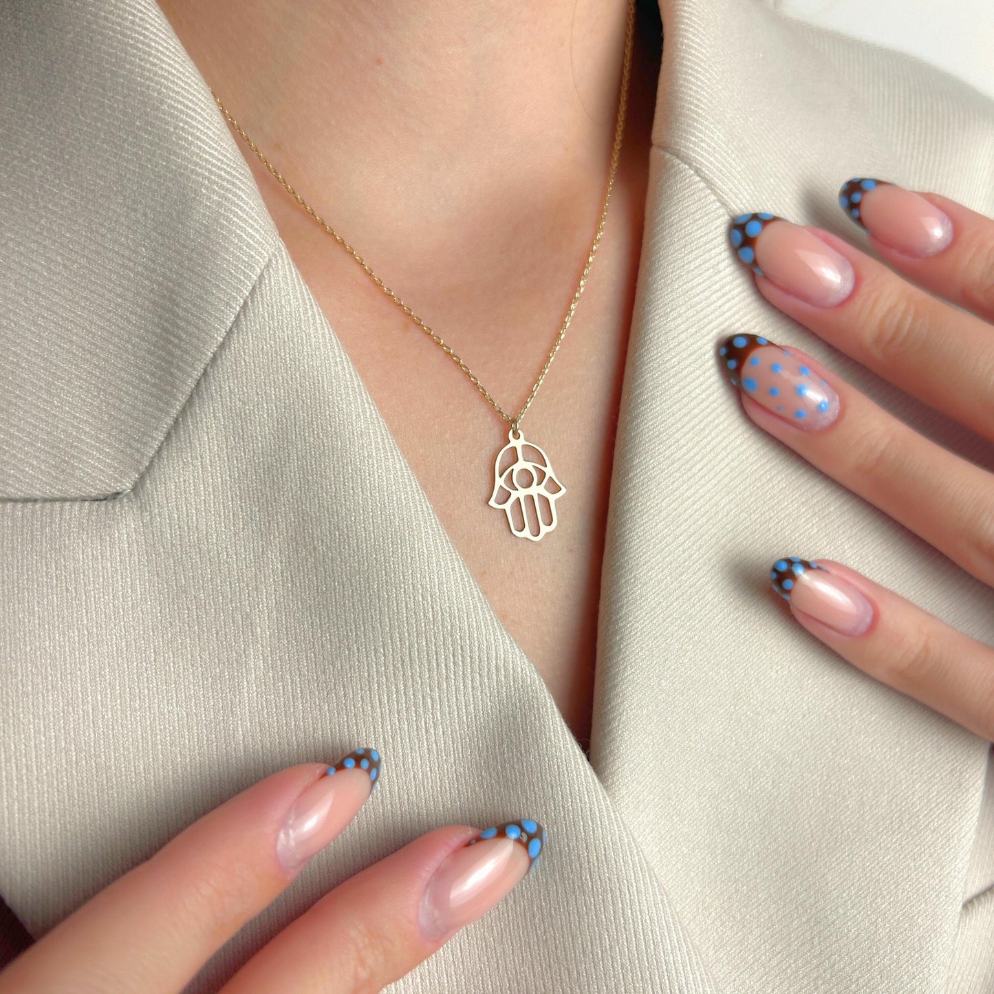 Hamsa Hand Necklace, Gold Protection Pendant, Evil Eye Jewelry, Dainty Spiritual Boho Talisman Charm